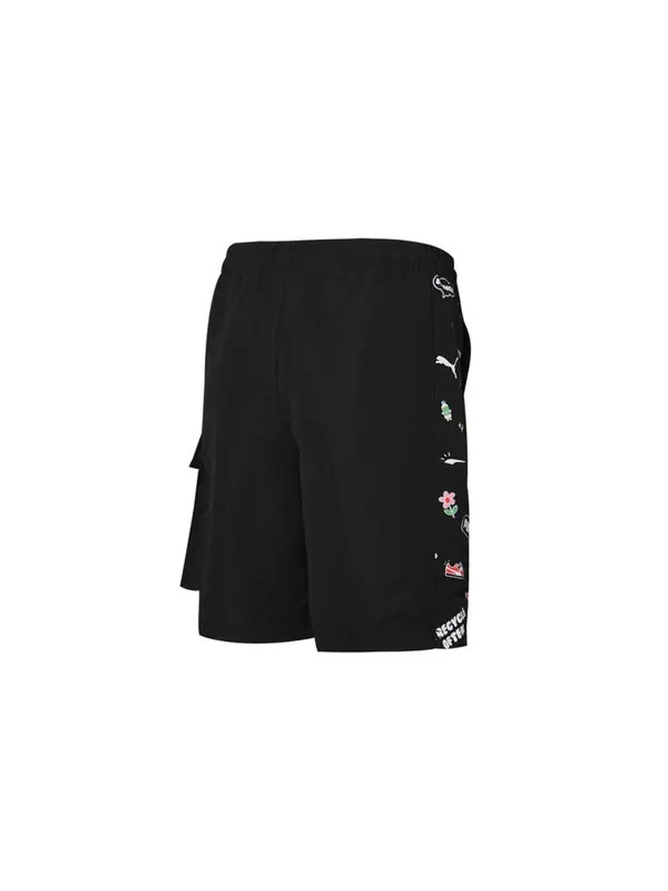Шорты awareness cargo woven shorts 'black white' Puma — изображение 2 из 2, черный/белый