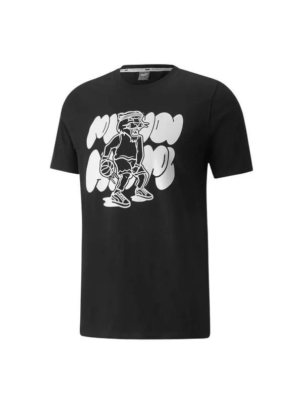 Футболка qualifier basketball short sleeve t-shirt 'black white' Puma — изображение 1 из 4, черный