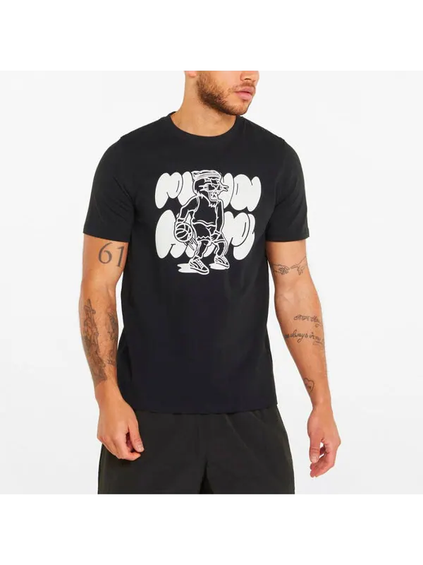 Футболка qualifier basketball short sleeve t-shirt 'black white' Puma — изображение 3 из 4, черный