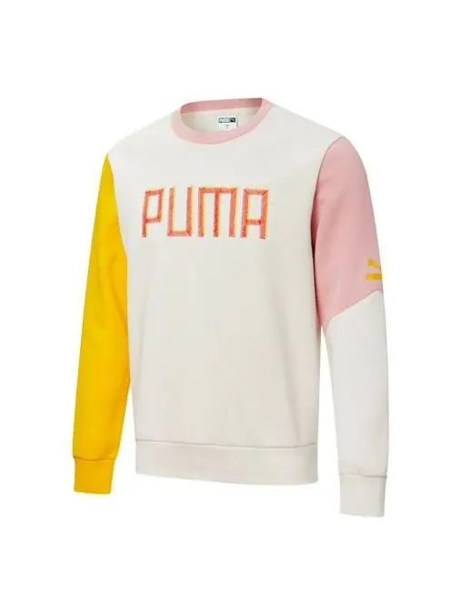 Свитер colorful embroidered logo sweater 'white yellow pink' Puma