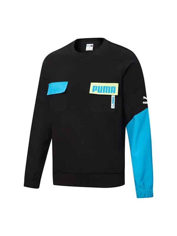 Свитер patched crew neck sweater 'black blue' Puma