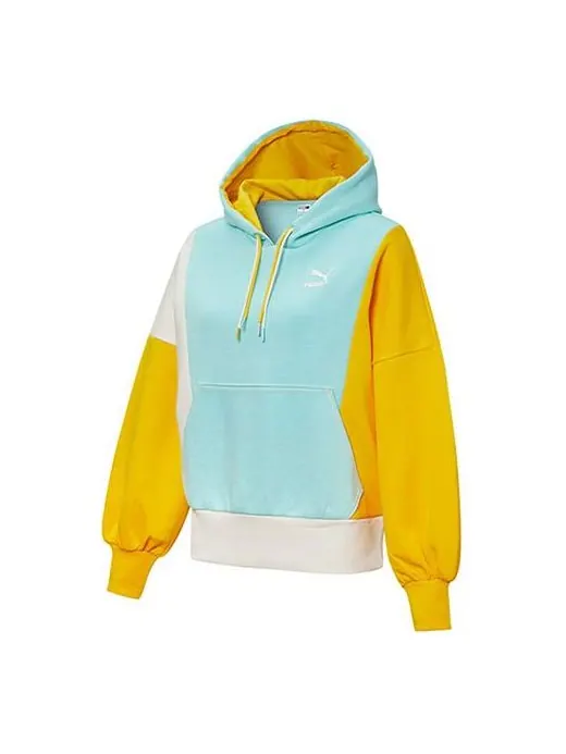 Толстовка panelled hoodie 'blue yellow white' Puma — изображение 1 из 2, синий/желтый/белый