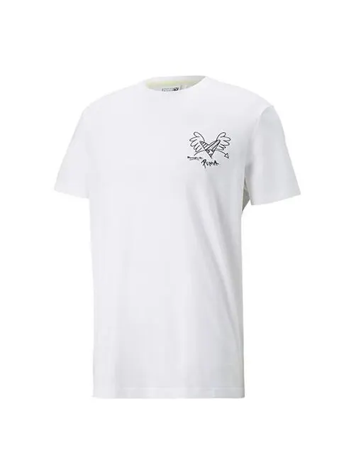 Футболка x britto t-shirt 'white black' Puma — изображение 1 из 4, белый/черный