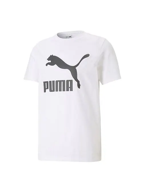 Футболка classics logo t-shirt 'white black' Puma — изображение 1 из 4, белый/черный