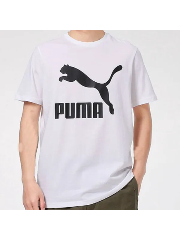 Футболка classics logo t-shirt 'white black' Puma — изображение 3 из 4, белый/черный