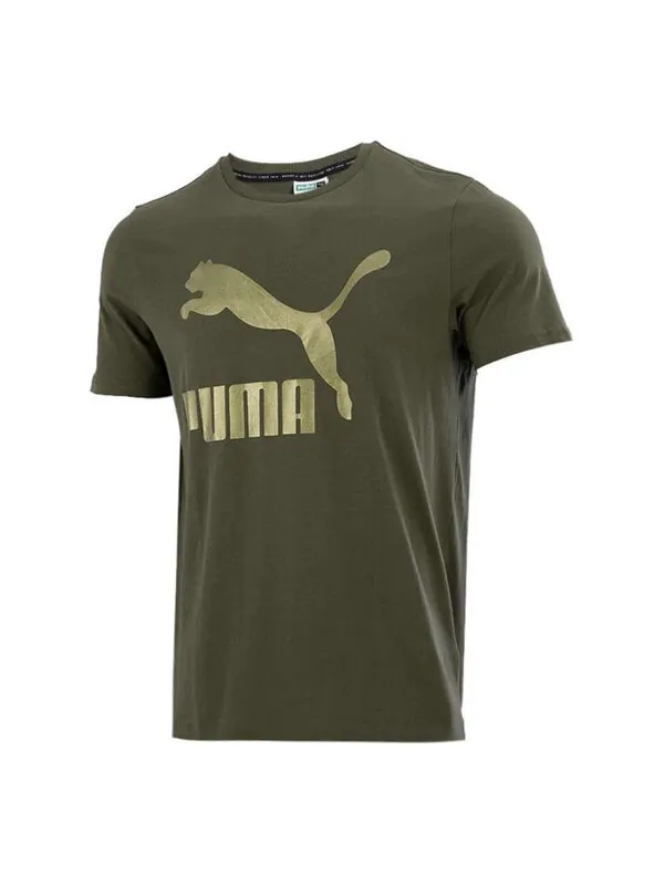 Футболка athleisure casual sports logo printing short sleeve green Puma — изображение 1 из 2, зеленый