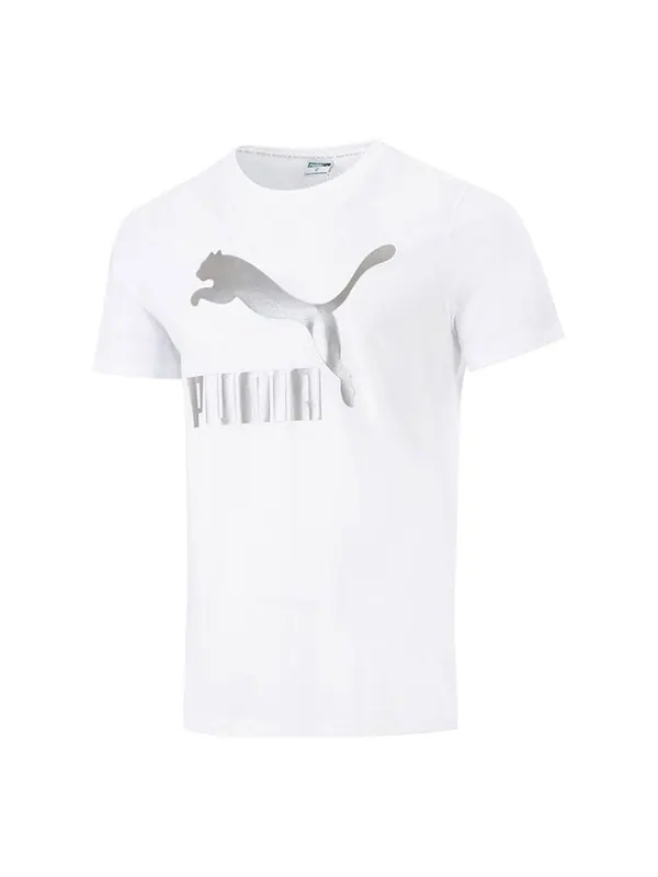 Футболка athleisure casual sports logo printing short sleeve white Puma — изображение 1 из 4, белый
