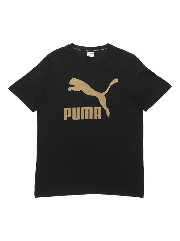Футболка athleisure casual sports bronzing logo printing short sleeve black Puma — изображение 1 из 2, черный