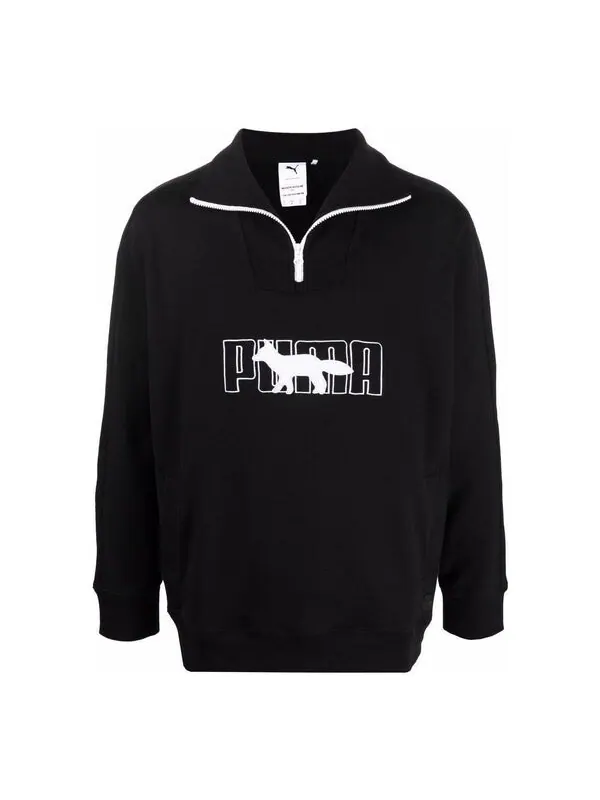Свитер x maison kitsun half zip sweater 'black white' Puma