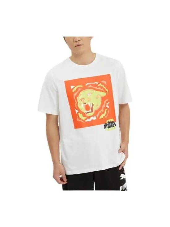 Футболка 4th quarter basketball t-shirt 'white' Puma — изображение 1 из 3, белый/желтый/оранжевый