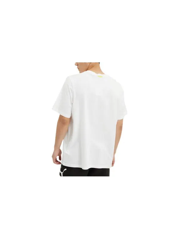 Футболка 4th quarter basketball t-shirt 'white' Puma — изображение 2 из 3, белый/желтый/оранжевый