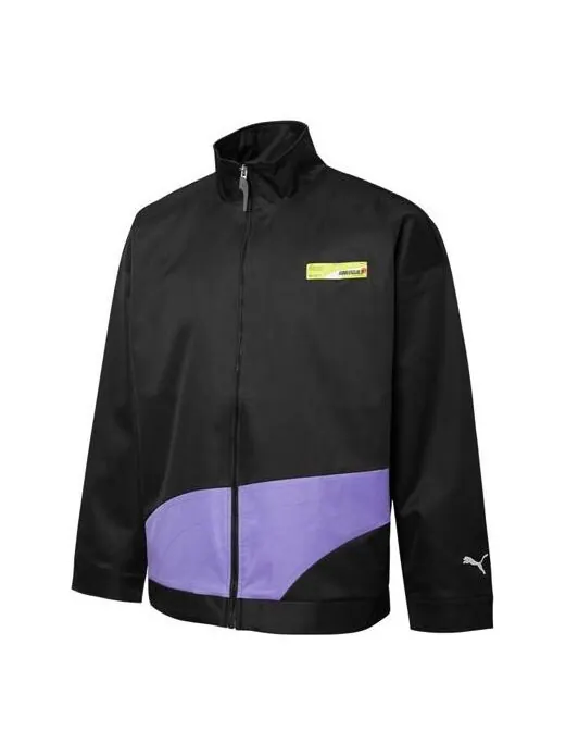 Куртка x roaringwild oversized jacket 'black' Puma — изображение 1 из 2, черный/фиолетовый