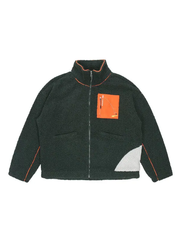 Куртка x roaringwild crossover sherpa jacket contrasting colors zipper pocket fleece stay warm logo green Puma, зеленый