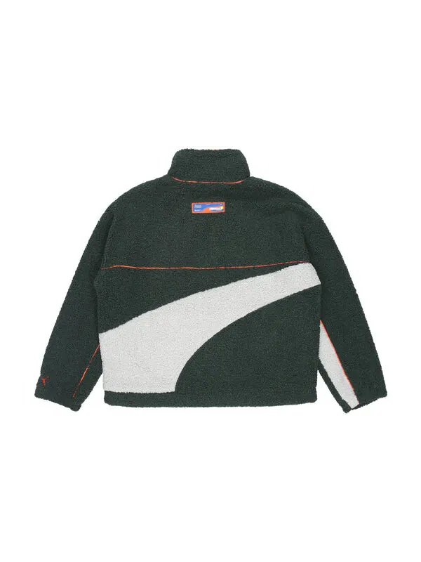 Куртка x roaringwild crossover sherpa jacket contrasting colors zipper pocket fleece stay warm logo green Puma, зеленый