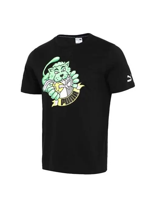 Футболка graphic summer t-shirt 'black' Puma — изображение 1 из 4, черный