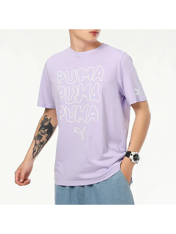Футболка summer graphic t-shirt 'purple' Puma — изображение 4 из 4, фиолетовый