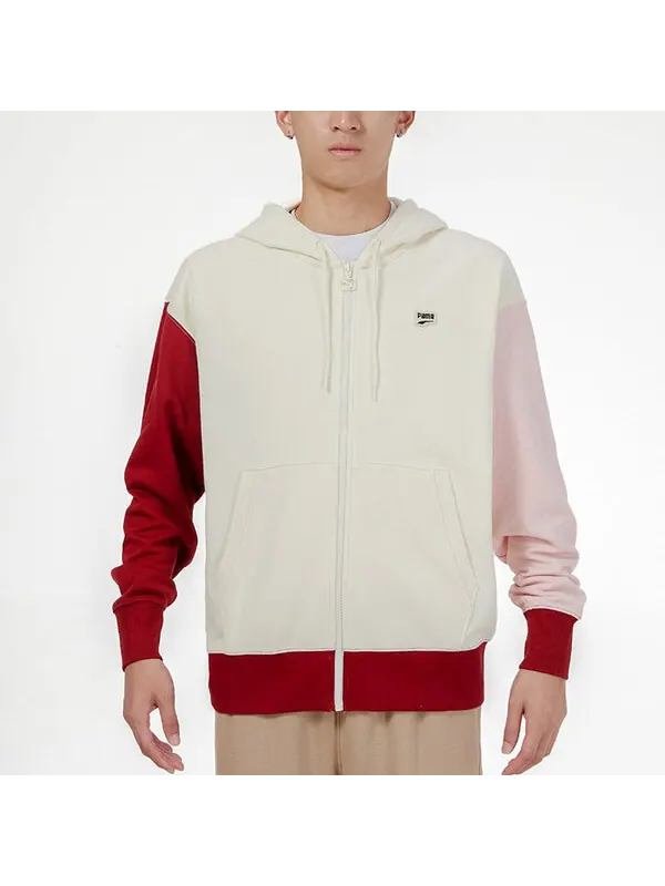 Куртка small logo jacket 'beige' Puma — изображение 3 из 4, бежевый/розовый/красный