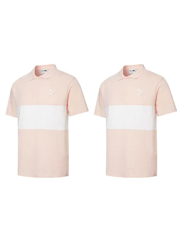 Рубашка поло classics patchwork tee 'pink' Puma — изображение 3 из 3, розовый/белый