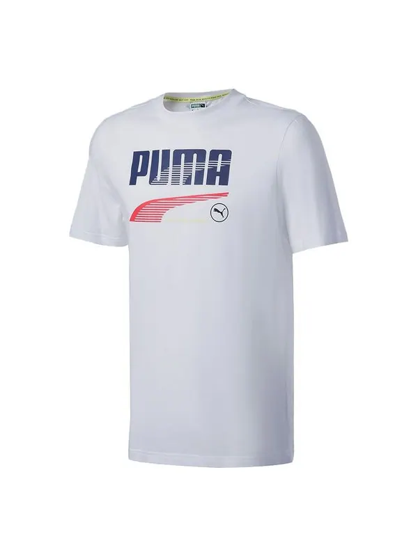 Футболка team graphic tee 'white' Puma — изображение 1 из 3, белый/красный