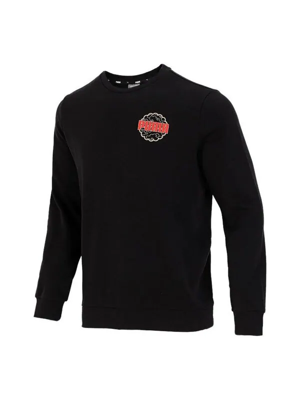 Толстовка logo printing sports round neck pullover black Puma — изображение 1 из 4, черный