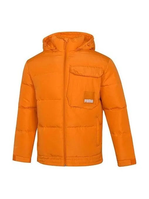 Куртка hoodie loose down jacket 'orange' Puma — изображение 1 из 4, оранжевый
