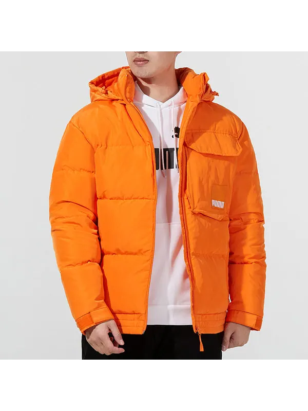 Куртка hoodie loose down jacket 'orange' Puma — изображение 3 из 4, оранжевый