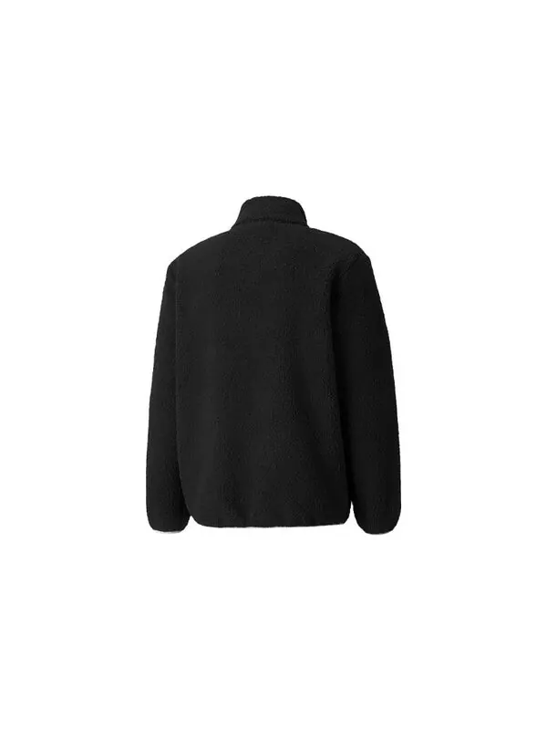 Куртка retro logo casual lamb's wool stand collar jacket black Puma — изображение 2 из 3, черный