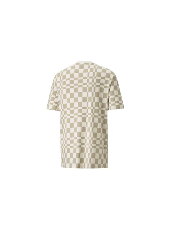 Футболка contrasting colors sports plaid round neck short sleeve khaki Puma — изображение 2 из 2, хаки