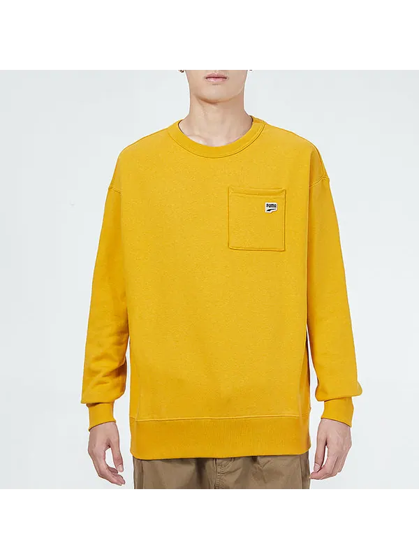 Свитер small logo pocket sweatshirt 'yellow' Puma — изображение 2 из 4, желтый