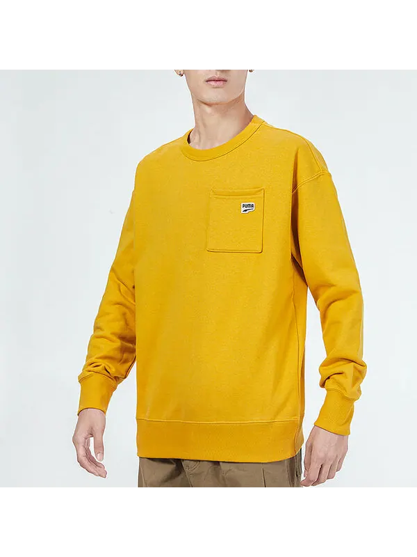 Свитер small logo pocket sweatshirt 'yellow' Puma — изображение 4 из 4, желтый