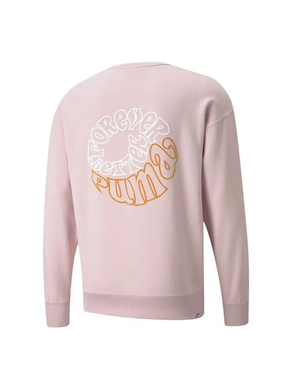 Толстовка downtown logo printing sports round neck pullover pink red Puma — изображение 1 из 2, красный