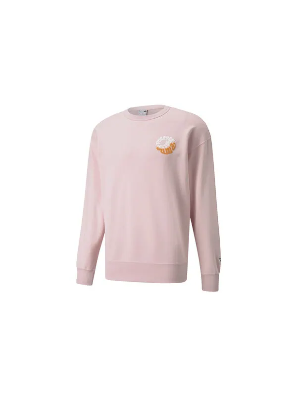 Толстовка downtown logo printing sports round neck pullover pink red Puma — изображение 2 из 2, красный