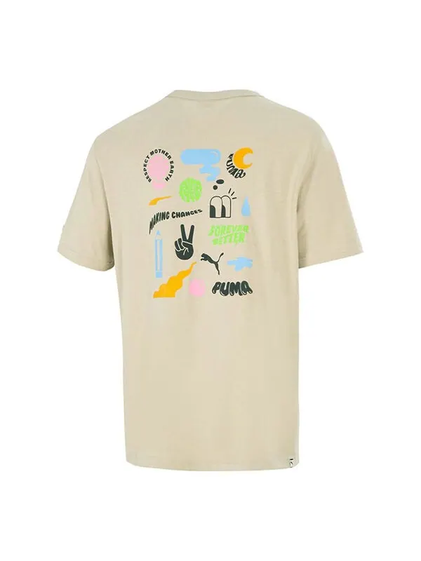 Футболка athleisure casual sports cartoon printing round neck short sleeve khaki Puma — изображение 1 из 4, хаки