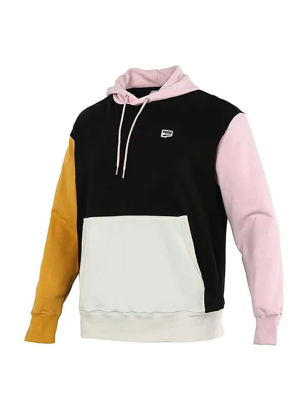 Толстовка sports colorblock hooded casual pullover black Puma — изображение 1 из 3, черный