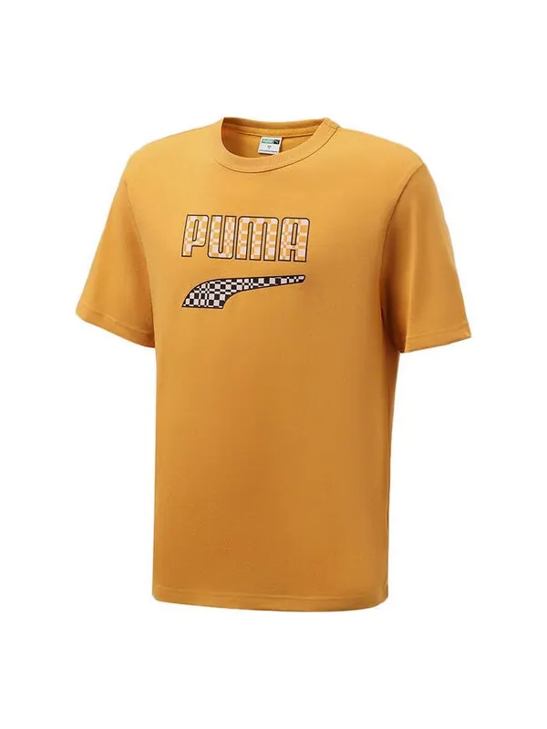 Футболка logo printing sport round neckshort sleeve men's orange Puma — изображение 1 из 2, оранжевый