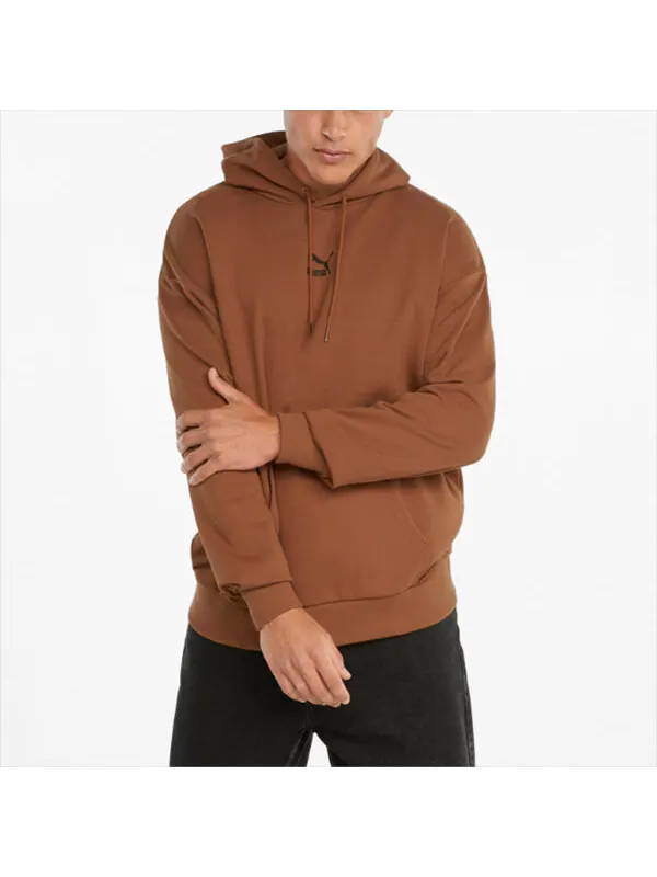 Толстовка classics oversized casual sports drawstring hooded long sleeves coffee Puma — изображение 4 из 4, коричневый