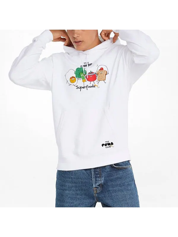 Толстовка PUMA Club Graphic Living Series Funny Printing Knit Sports White — изображение 4 из 4, белый