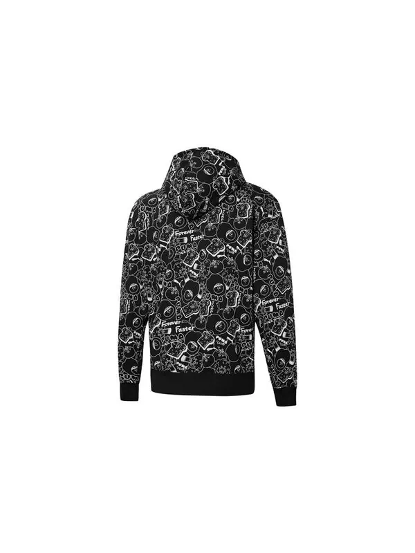 Куртка club all over print full zip hoodie jacket 'black' Puma — изображение 2 из 2, черный/белый