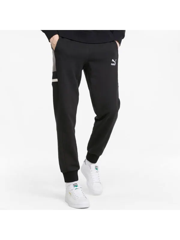 Брюки logo tape pants 'black' Puma — изображение 3 из 4, черный