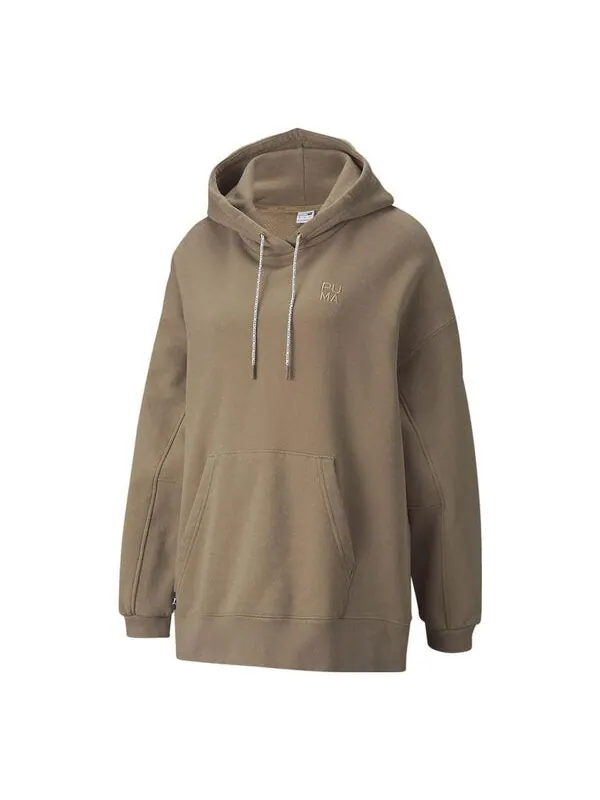 Свитер infuse pullover hoodie 'brown' Puma — изображение 1 из 4, коричневый