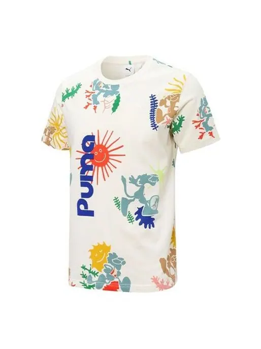 Футболка adventure planet all over print tee 'white' Puma — изображение 1 из 2, белый