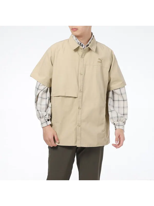 Рубашка поло classics oversized short sleeve polo shirt 'beige' Puma — изображение 3 из 4, бежевый