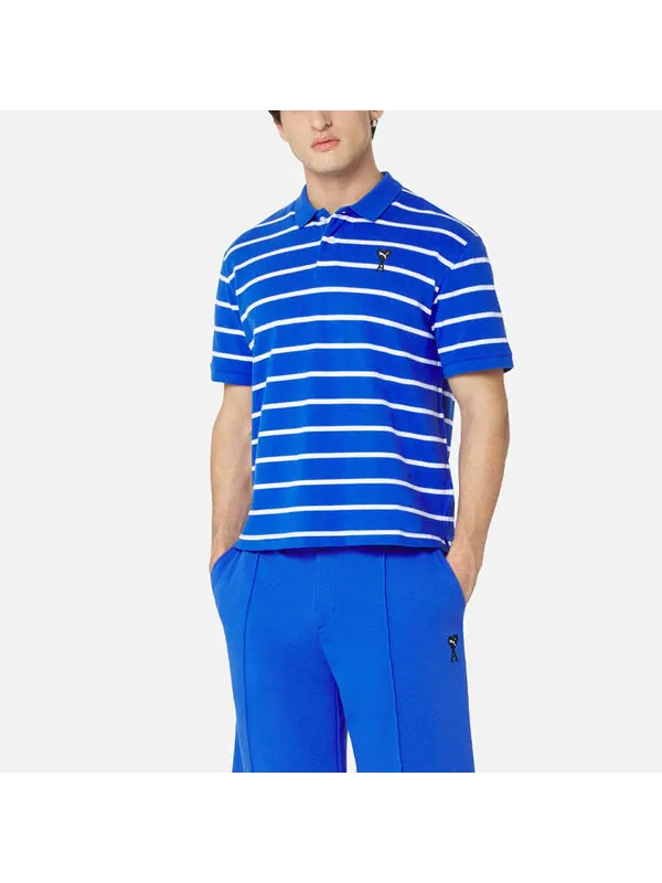 Футболка x ami short sleeve polo shirt 'blue' Puma — изображение 4 из 4, синий/белый