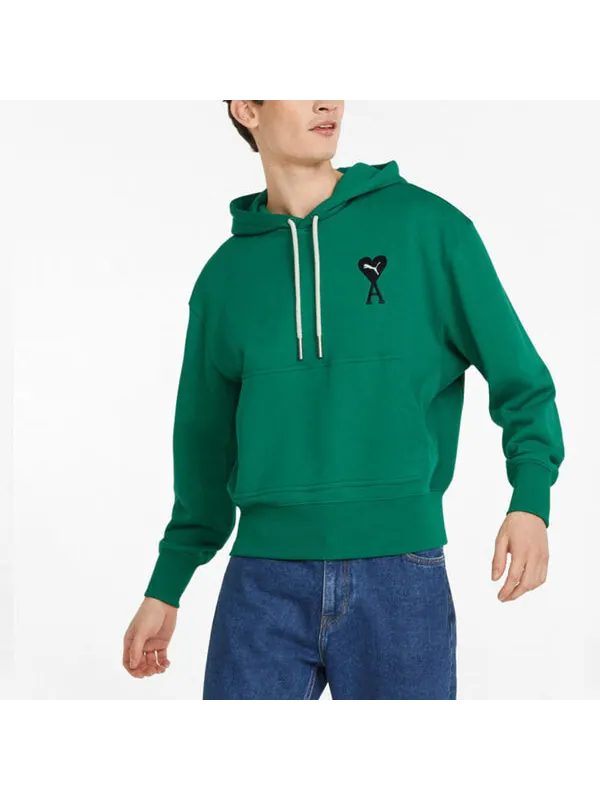 Толстовка x ami hoodie 'green' Puma — изображение 3 из 4, зеленый/черный