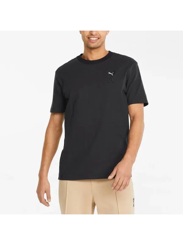 Футболка x ami graphic t-shirt 'black' Puma — изображение 3 из 4, черный/белый