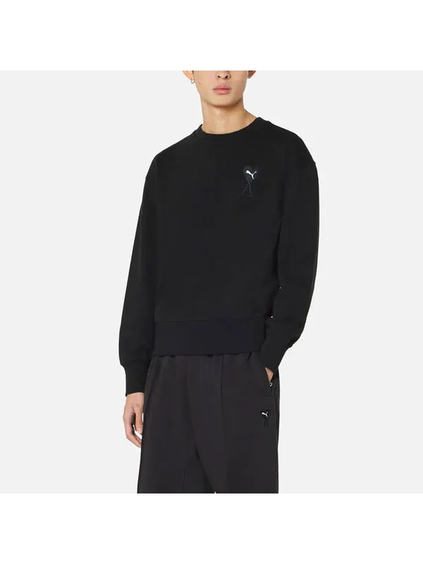 Толстовка x ami sweatshirt 'black' Puma — изображение 4 из 4, черный