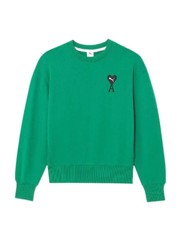 Свитер x ami crew neck sweatshirt 'green' Puma