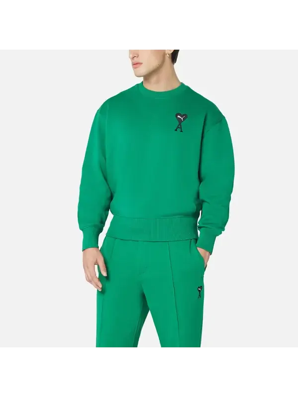 Свитер x ami crew neck sweatshirt 'green' Puma — изображение 2 из 4, зеленый