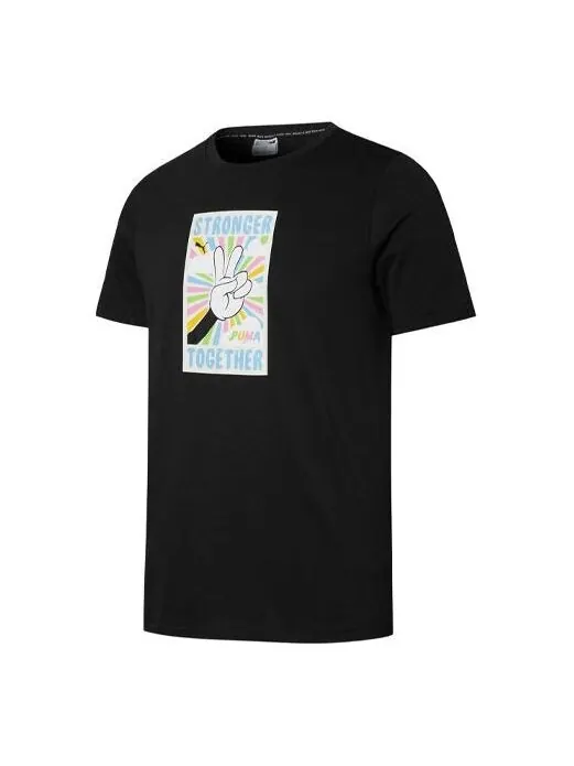 Футболка graphic funny printing sports round neck short sleeve black Puma — изображение 1 из 2, черный