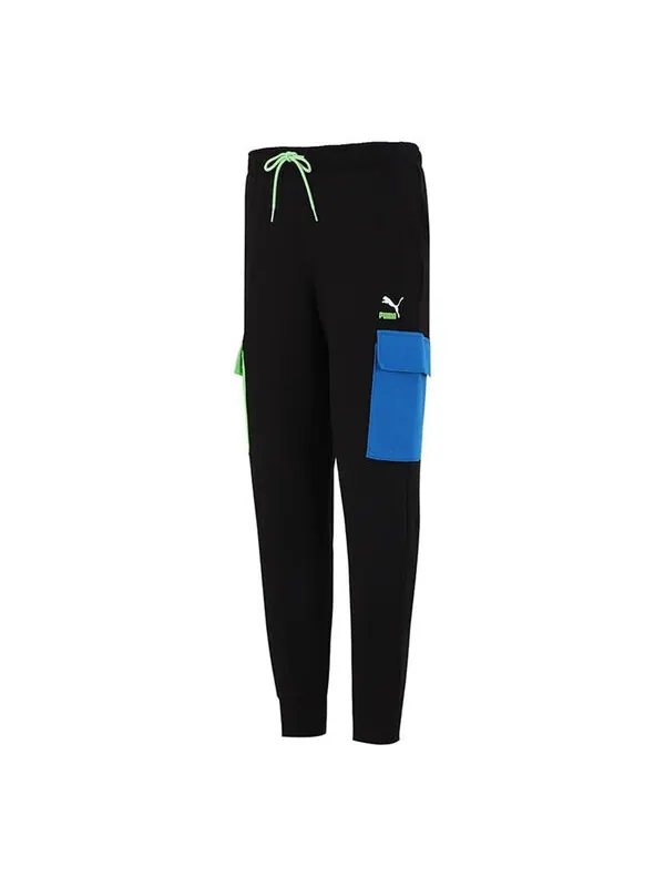 Брюки clsx training cargo pants 'black' Puma — изображение 1 из 4, черный/синий/зеленый